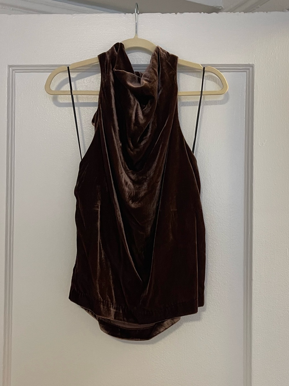 H&M Velvet Cowl Neck Camisole in Dark Brown